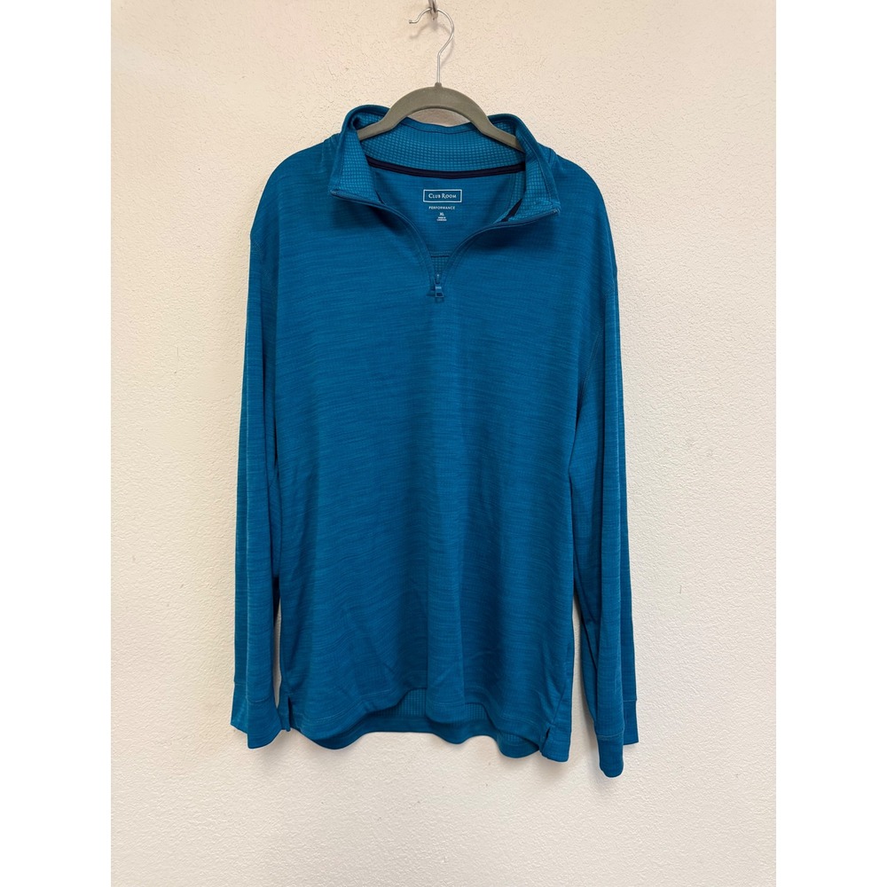 Club Room Performance Men's XL Blue Quarter Zip Pullover Long Sleeve Athletic